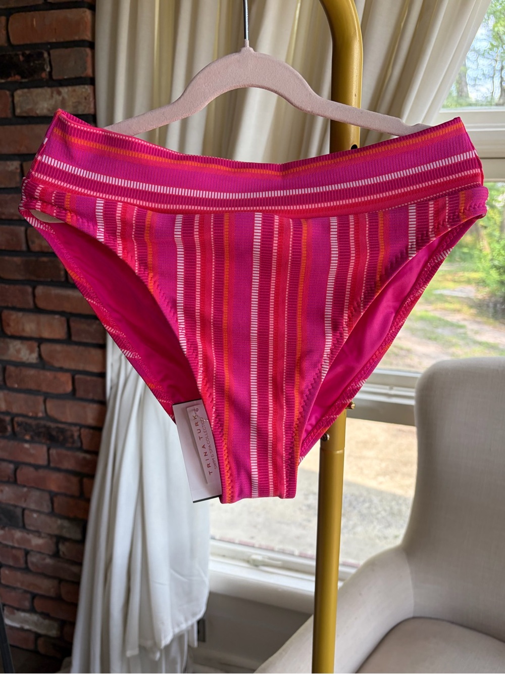 Trina Turk Pink Striped Bikini Bottom